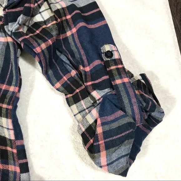 Plaid Long Sleeve Button Down Mini Dress in Blue - Picture 10 of 14